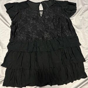 Torrid size 2 Black Ruffled Cap Sleeve Blouse